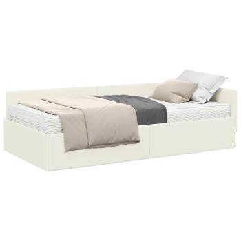 Eckbettgestell mit Matratze Sonstiges 2 stk. Creme Samt