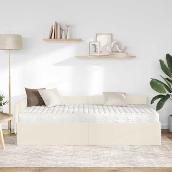 Eckbettgestell mit Matratze Sonstiges 2 stk. Creme Samt
