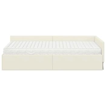Eckbettgestell mit Matratze Sonstiges 2 stk. Creme Samt