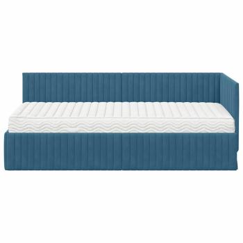 Eckbettgestell mit Matratze 2 stk. Blau 90 x 190 cm Samt
