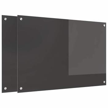 Küchenrückwand 2 stk. Dunkelgrau 90 x 60 cm Gehärtetes Glas