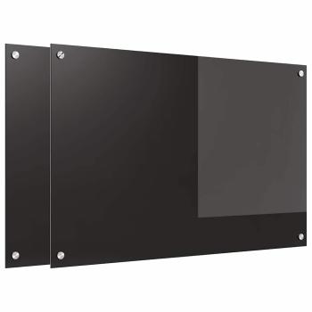Küchenrückwand 2 Stk. Schwarz 90 x 60 cm Gehärtetes Glas