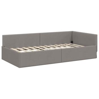 Eckbettgestell mit Kopfteil Taupe 80 cm x 200 cm Stoff