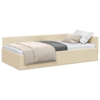 Eckbettgestell mit Kopfteil Creme 90 cm x 190 cm Stoff
