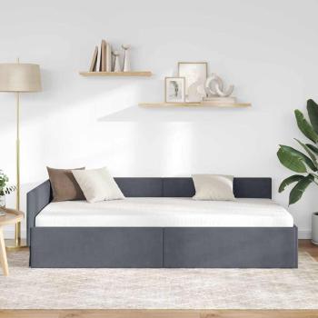 Eckbettgestell mit Kopfteil Dunkelgrau 80 cm x 200 cm Samt