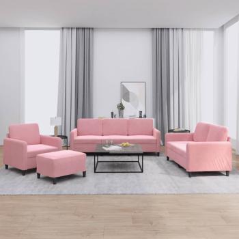 ARDEBO.de - 4-tlg. Sofagarnitur Rosa Samt