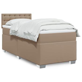ARDEBO.de - Boxspringbett mit Matratze Cappuccino-Braun 90x200cm Kunstleder
