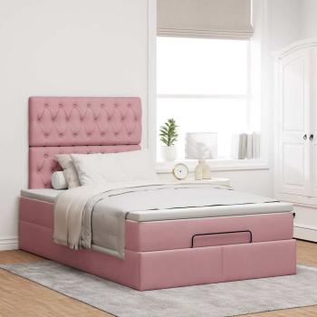 Ottoman-Bett mit Matratzen Rosa 120x200 cm Samt