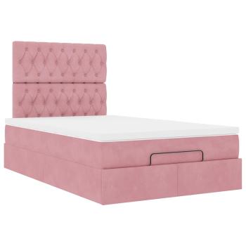 Ottoman-Bett mit Matratzen Rosa 120x200 cm Samt