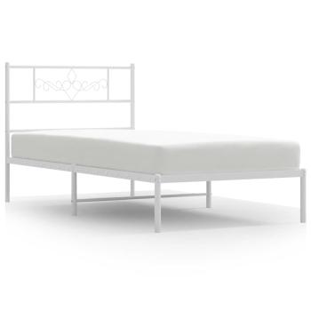 Bettgestell mit Kopfteil Metall Weiß 100x200 cm