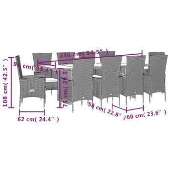 11-tlg. Garten-Essgruppe mit Kissen Beige Poly Rattan