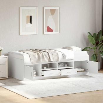 ARDEBO.de - Tagesbett mit Schubladen ohne Matratze Weiß 100x200 cm