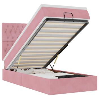 Ottoman-Bett mit Matratzen & LEDs Rosa 100x200 cm Samt