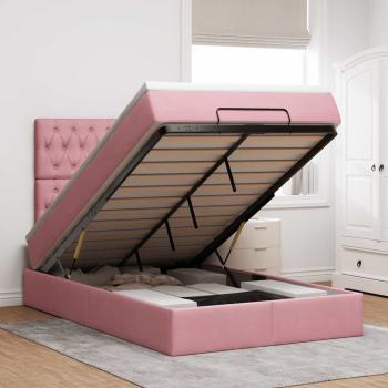 ARDEBO.de - Ottoman-Bett mit Matratzen & LEDs Rosa 120x200 cm Samt