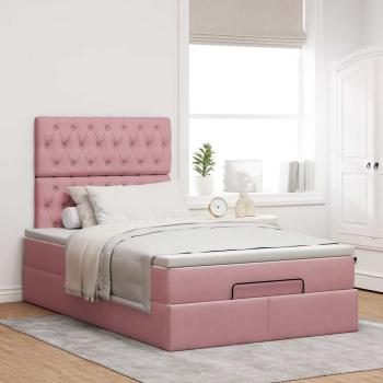 Ottoman-Bett mit Matratzen & LEDs Rosa 120x200 cm Samt