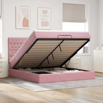 ARDEBO.de - Ottoman-Bett mit Matratzen Rosa 200x200 cm Samt