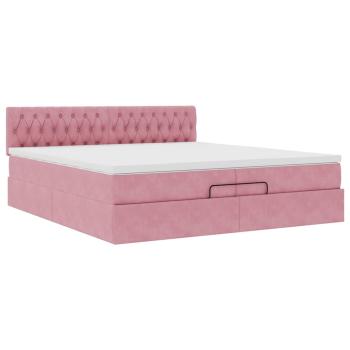 Ottoman-Bett mit Matratze Rosa 200x200 cm Samt