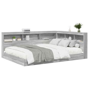 Bücherregal-Bett Grau Sonoma 160 x 200 cm Holzwerkstoff