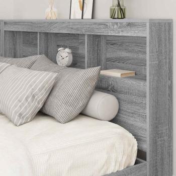 Bücherregal-Bett Grau Sonoma 160 x 200 cm Holzwerkstoff