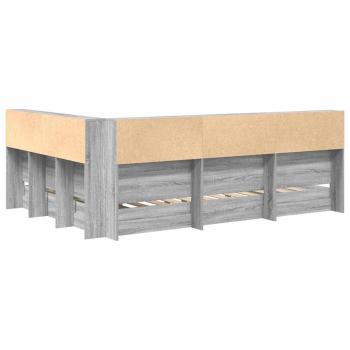 Bücherregal-Bett Grau Sonoma 160 x 200 cm Holzwerkstoff
