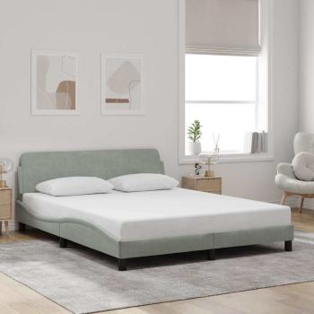 ARDEBO.de - Bettgestell "Dover" Hellgrau 152x203 cm Samt
