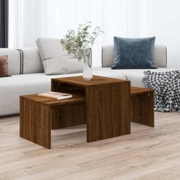 ARDEBO.de - Couchtisch-Set Braun Eichen-Optik 100x48x40 cm Holzwerkstoff