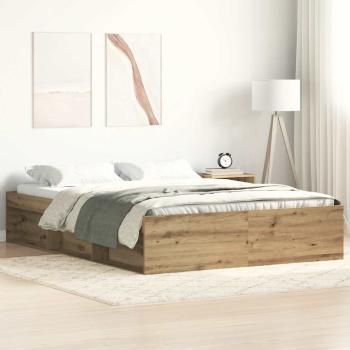ARDEBO.de - Bettgestell ohne Matratze Artisan-Eiche 140x200cm Holzwerkstoff