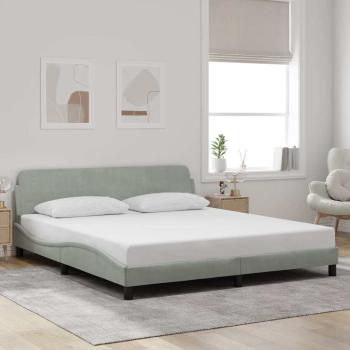 ARDEBO.de - Bettgestell "Dover" Hellgrau 183x213 cm Samt
