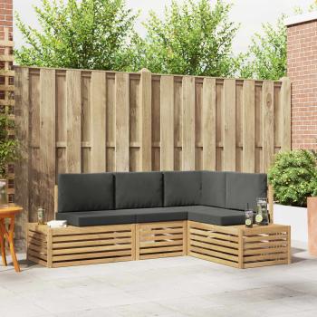 ARDEBO.de - Outdoor-Sofagarnitur mit Kissen 4 Stück Weiß und Anthrazit