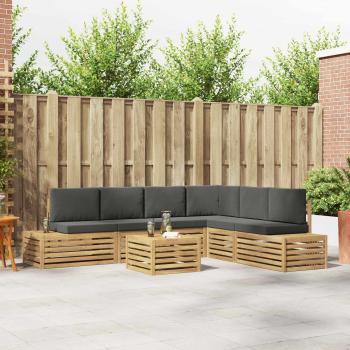 ARDEBO.de - 7 stk. Outdoor-Sofagarnitur Polyester Weiß und Anthrazit