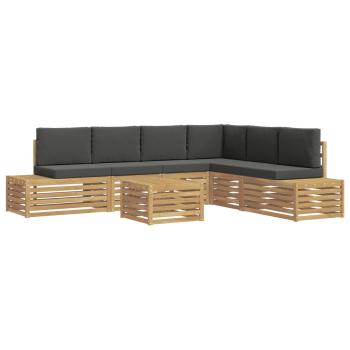 7 stk. Outdoor-Sofagarnitur Polyester Weiß und Anthrazit