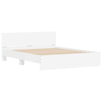 Bettgestell mit Kopfteil Weiß 152 x 203 cm Holzwerkstoff