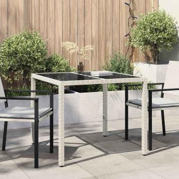 ARDEBO.de - Gartentisch Weiß 90 x 90 x 75 cm Poly-Rattan