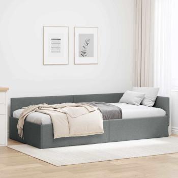 ARDEBO.de - Eckbettgestell Dunkelgrau 100 x 203 cm Stoff