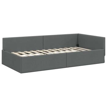 Eckbettgestell Dunkelgrau 100 x 203 cm Stoff