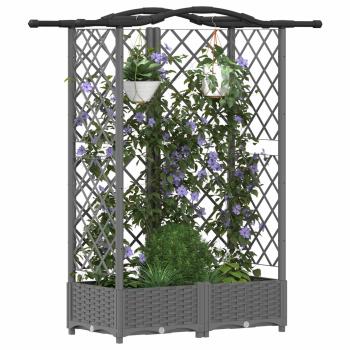 Hochbeet mit Rankgitter und Dach Hellgrau 124 x 40 x 123 cm PP