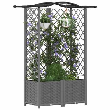 Hochbeet mit Rankgitter und Dach Hellgrau 122 x 40 x 138 cm PP