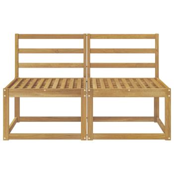 2 Stück Outdoor Mittelsofa Massivholz Akazie Weiß