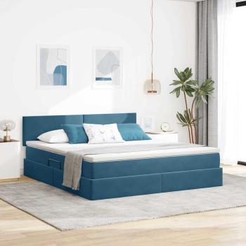 ARDEBO.de - Aufbewahrungsbett mit Kopfteil Dunkelblau 160 x 200 cm Samt