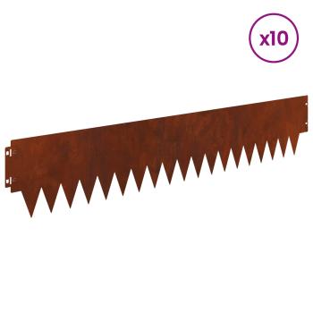 Rasenkante 10 stk. 103 x 20 cm Stahl Rostoptik