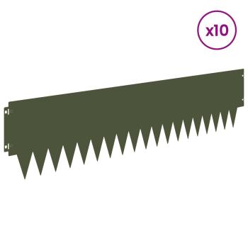 Rasenkante 10 stk. 103 x 25 cm Stahl Olivgrün