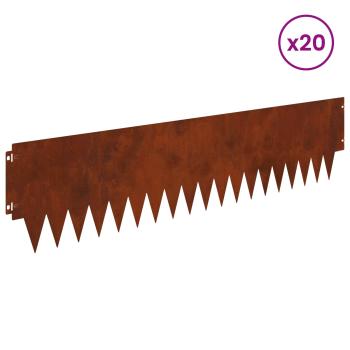 Rasenkante 20 stk. 103 x 25 cm Stahl Rostoptik