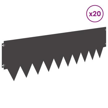 Rasenkante 20 stk. 103 x 30 cm Stahl Schwarz