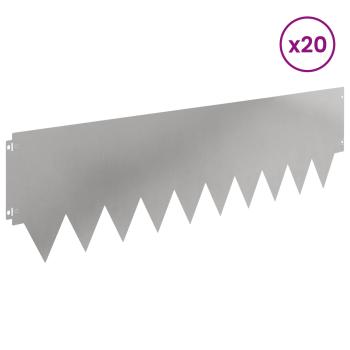 Rasenkante 20 stk. 103 x 30 cm Stahl Silber