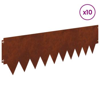 Rasenkante 10 stk. 103 x 30 cm Stahl Rostoptik