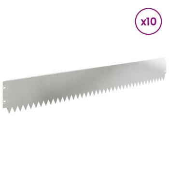 Rasenkante 10 stk. 103 x 15 cm Stahl Silber