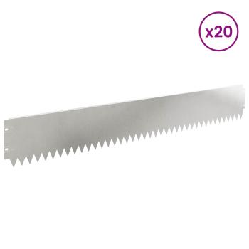 Rasenkante 20 stk. 103 x 15 cm Stahl Silber
