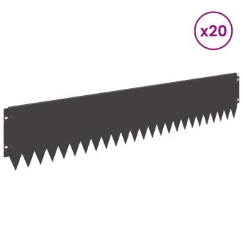 Rasenkante 20 stk. 103 x 20 cm Stahl Schwarz