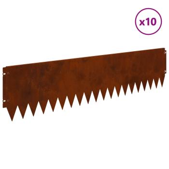 Rasenkante 10 stk. 103 x 25 cm Stahl Rostoptik