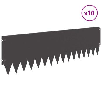 Rasenkante 10 stk. 103 x 30 cm Stahl Schwarz